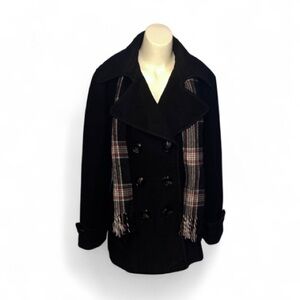 London Fog Women’s Double Breasted Peacoat with Scarf